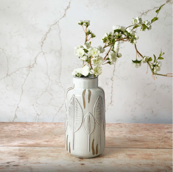 Ceramic Leaf Pattern Vase