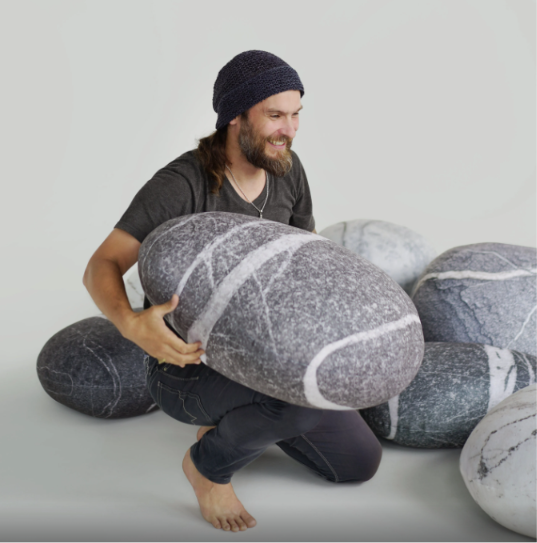 River Stone Shaped Accent Pillow
