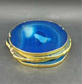 Natural Agate Slice Coasters (Set of 4)