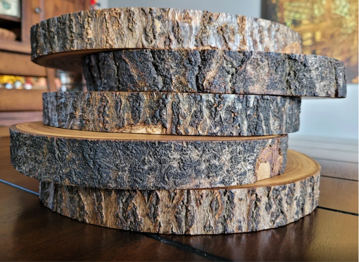 Rustic Bark Wood Slice Trivet
