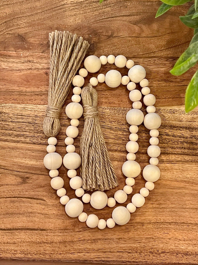 Wooden Bead Garland with Tassels